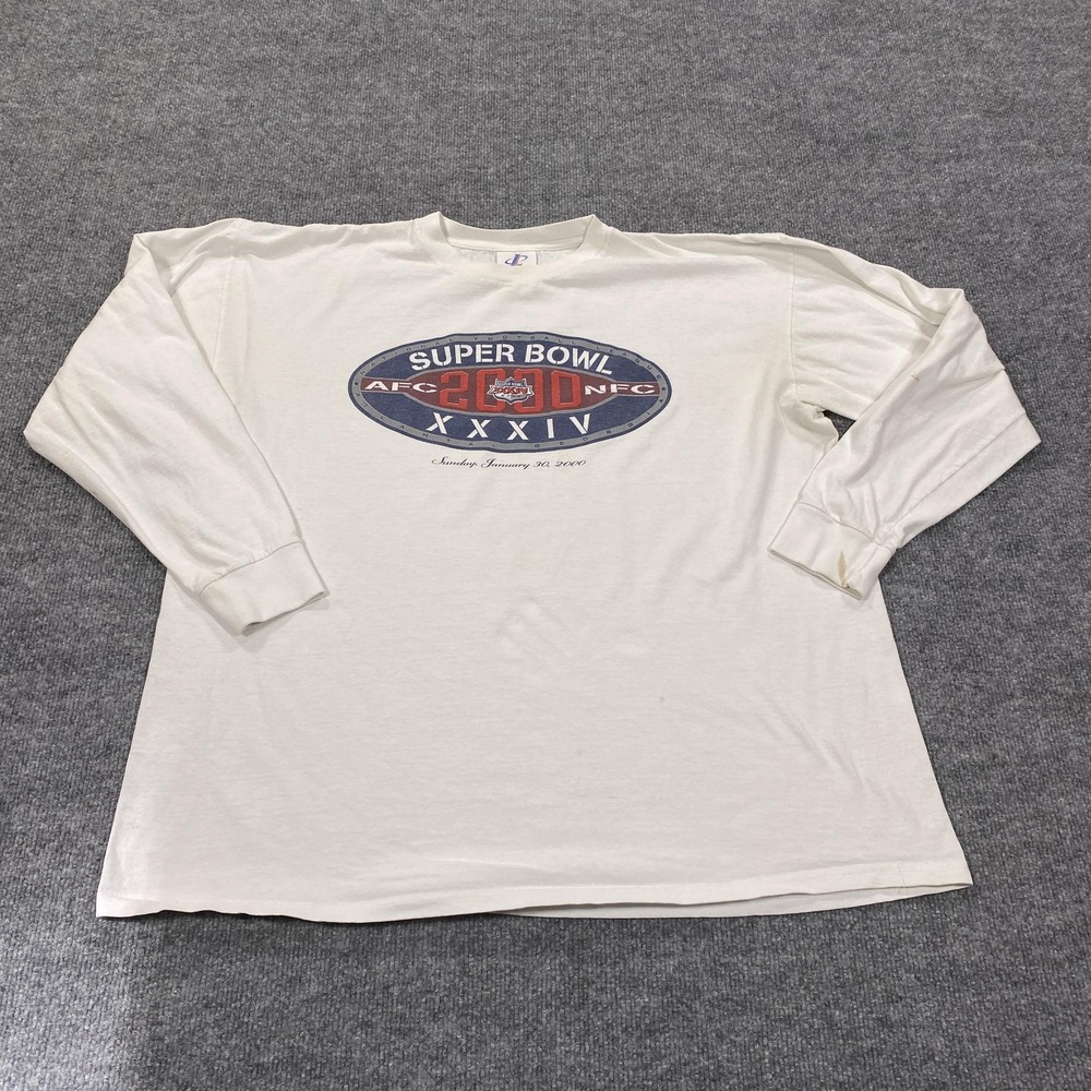 Vintage Super Bowl XXXIV Shirt Long Sleeve Mens XL NFL Football Logo Athletic